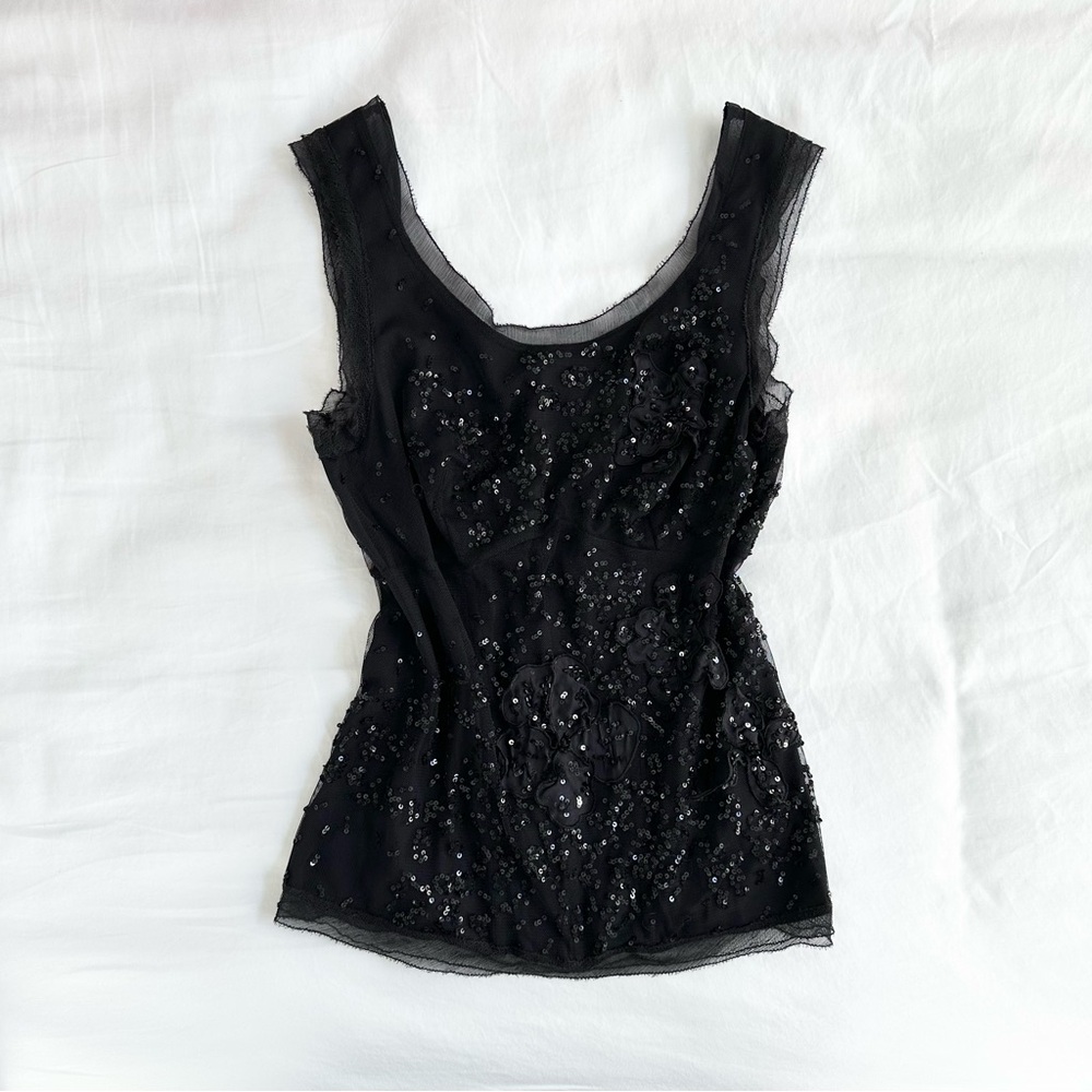 La Perla Black Embellished Tank Top with Corset